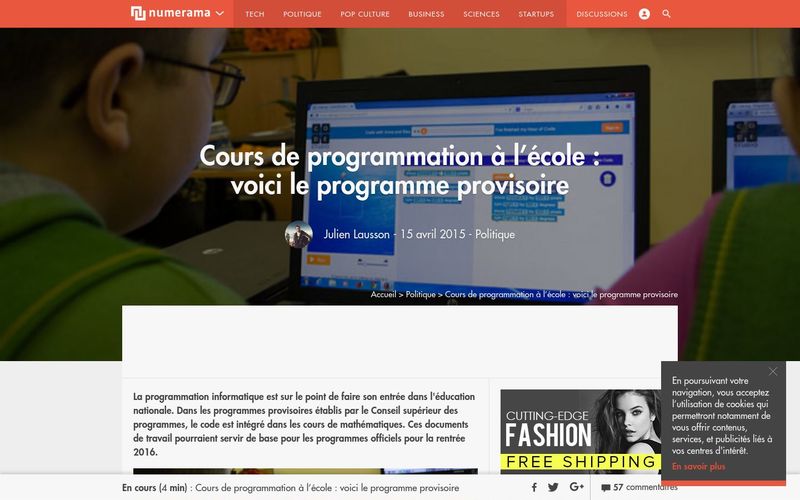 Cours de programmation à l'école : voici le programme provisoire - Politique - Numerama
