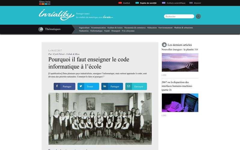 Pourquoi il faut enseigner le code informatique à l'école | Inriality